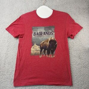 Badlands National Park Shirt Red  Crew Neck‎ Short Sleeve Adult Medium